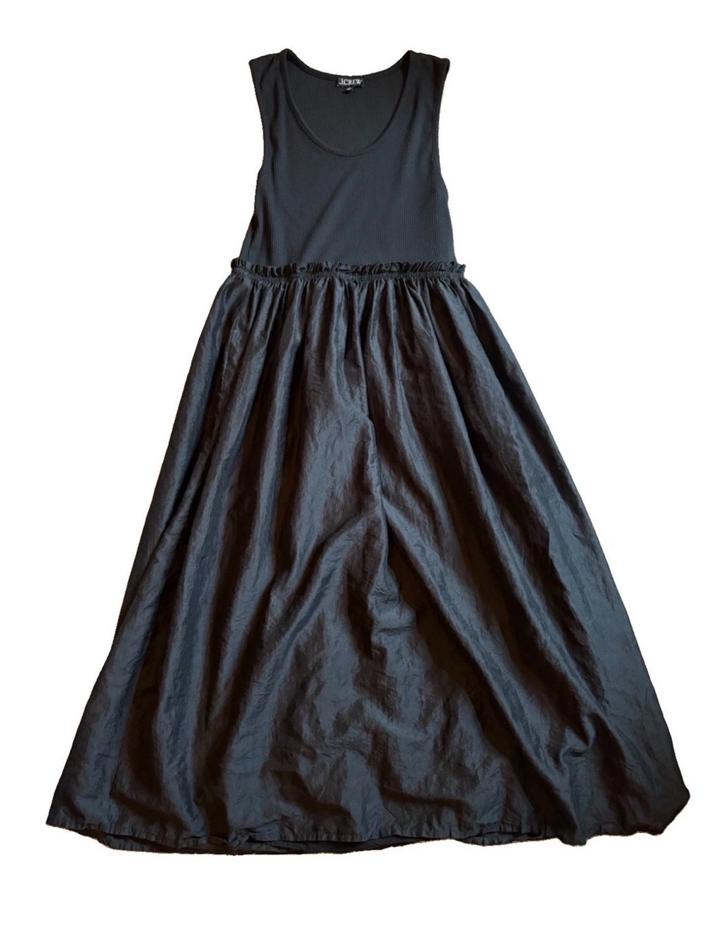 J. Crew Black Maxi Dress - Sleeveless Ribbed Tank Top Style w Full Lined Skirt